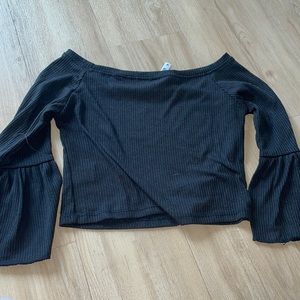 Black long flair sleeve top